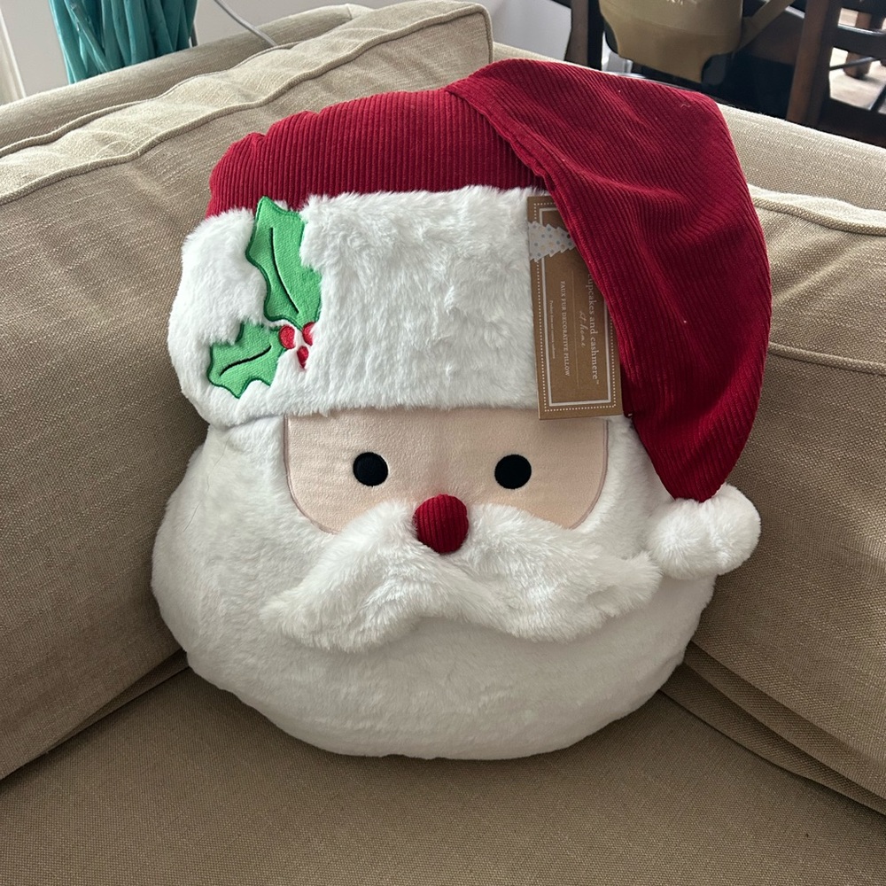 “New” Cupcakes & Cashmere Santa Claus Holiday Pillow